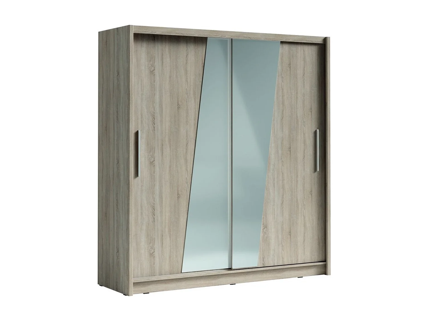 Kledingkast met 2 schuifdeuren en schuine spiegel 205 cm - sonoma eik - Collectie BAHIA