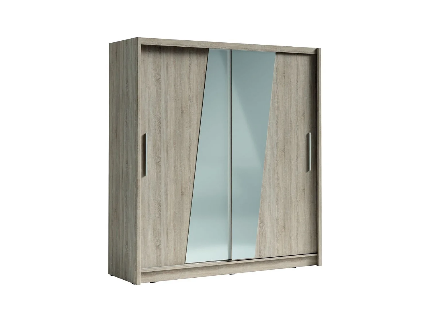 Armoire 2 portes coulissantes avec miroir oblique 205 cm - chêne sonoma - Collection BAHIA