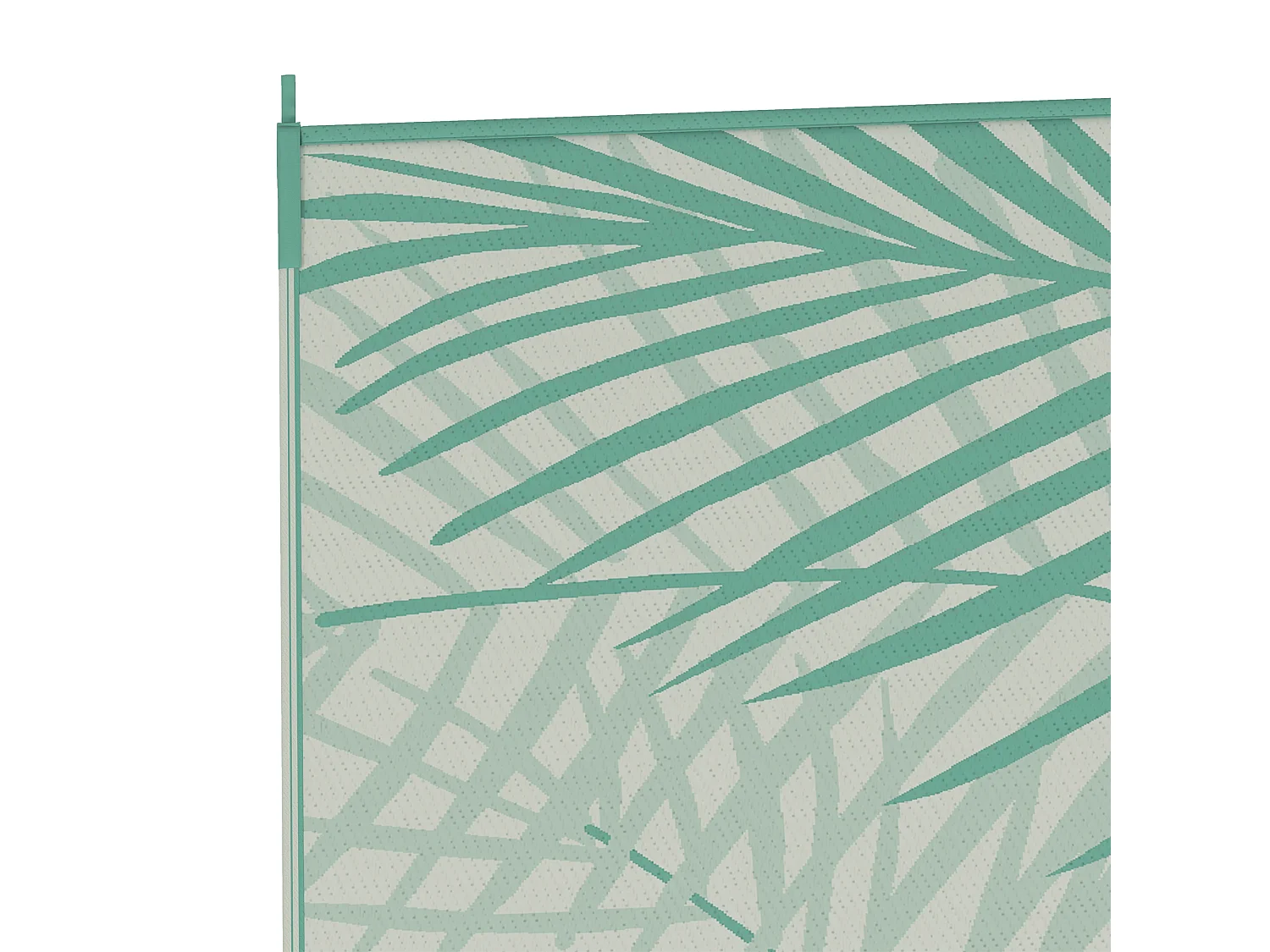 Tapis d'extérieur réversible imperméable dim. 365L x 274l cm motif feuillage sac transport motif feuillage PP vert crème