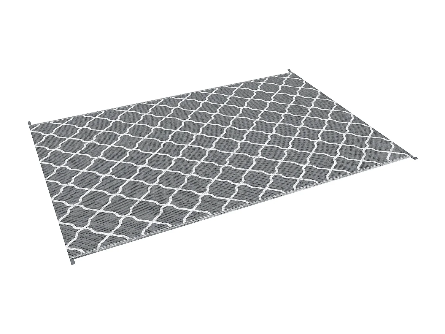 Tapis extérieur style graphique - tapis réversible bicolore - dim. 2,74L x 1,82l m, ép. 3 mm - PP haute densité 310 g/m² gris blanc