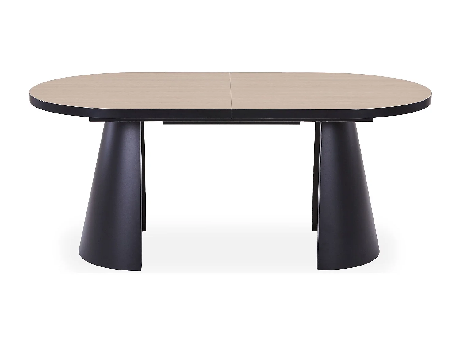 Table ovale extensible 180-240cm Conak Bois clair et pieds Métal Noir