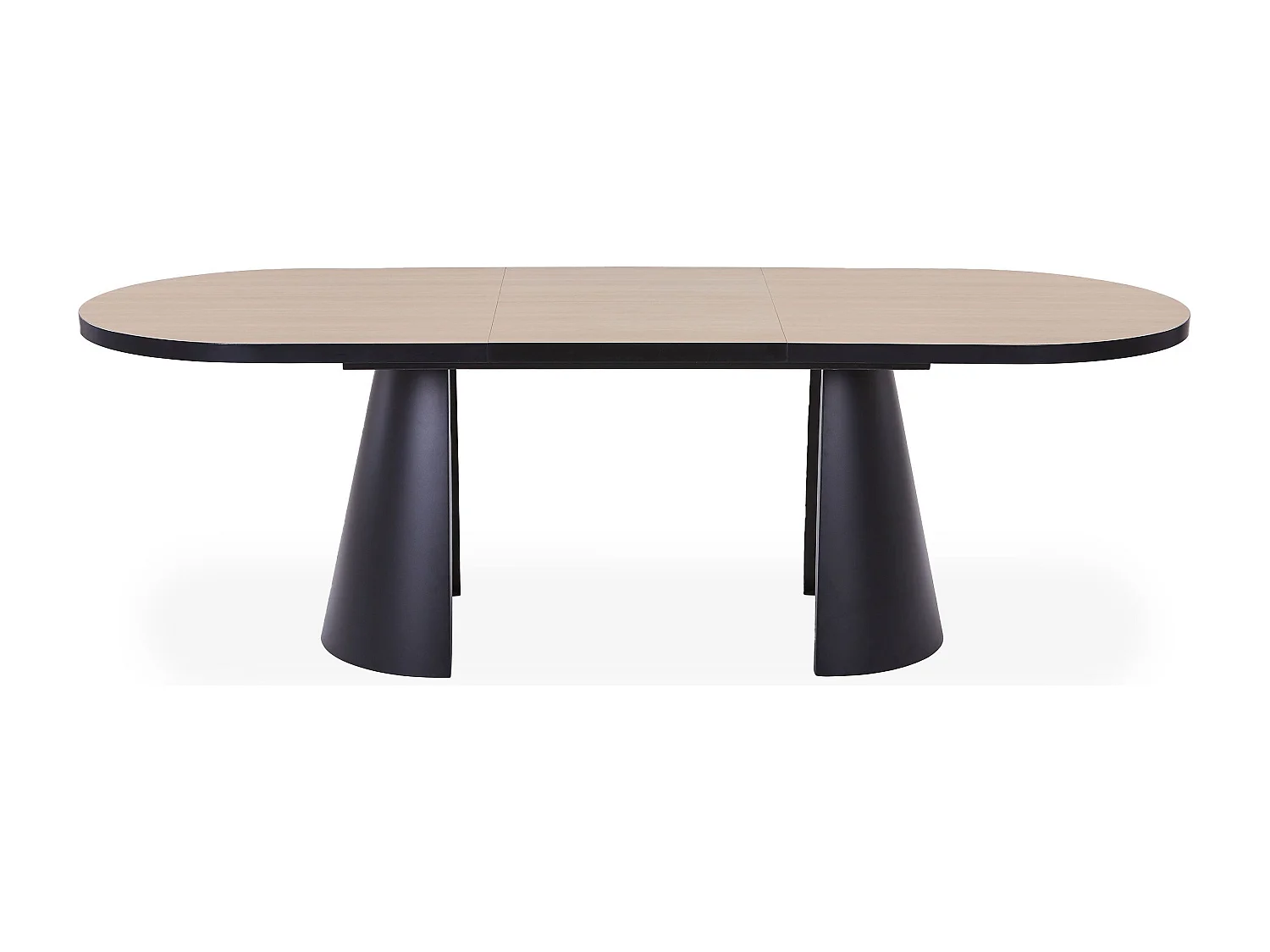 Table ovale extensible 180-240cm Conak Bois clair et pieds Métal Noir