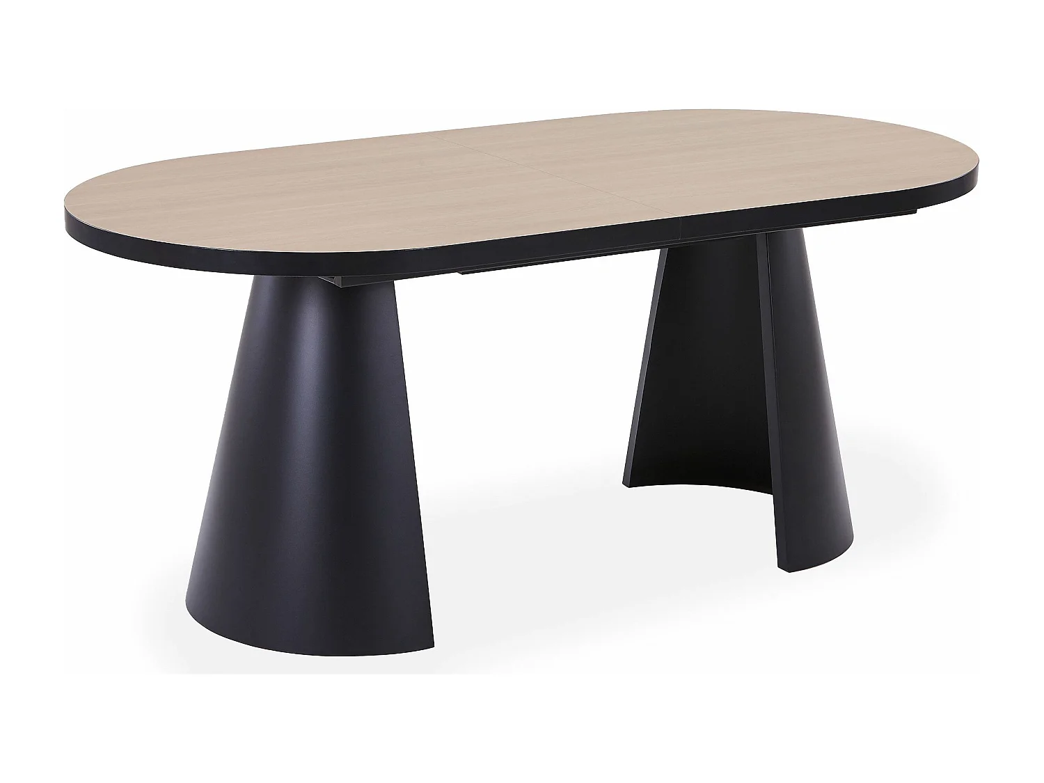 Table ovale extensible 180-240cm Conak Bois clair et pieds Métal Noir