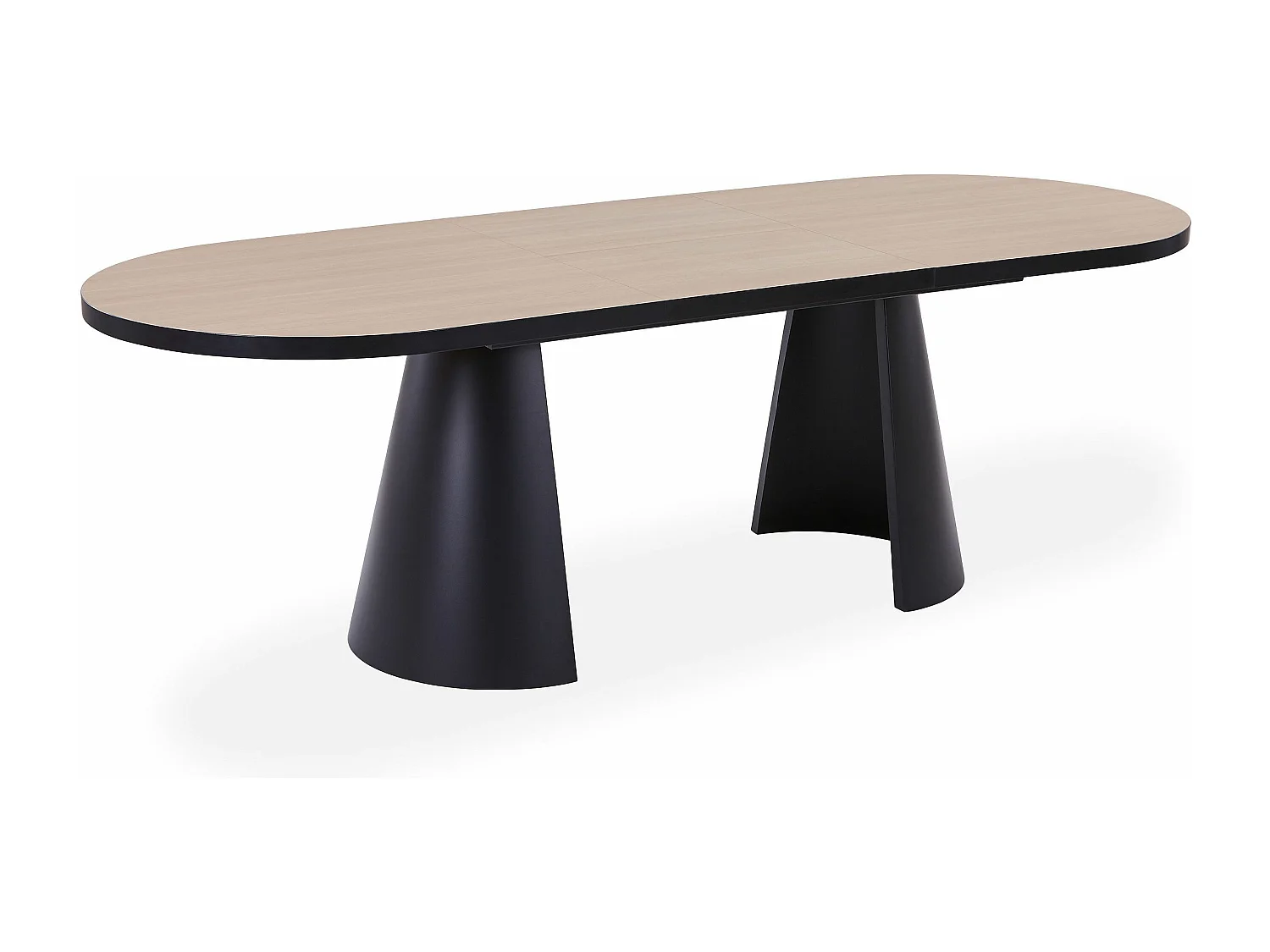 Table ovale extensible 180-240cm Conak Bois clair et pieds Métal Noir