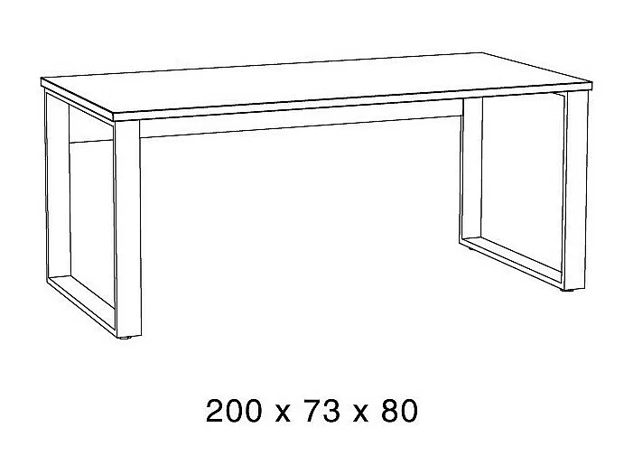 Mesa de escritório profissional reta 200cm nas cores carvalho dourado e preto da coleção DEPÉ.