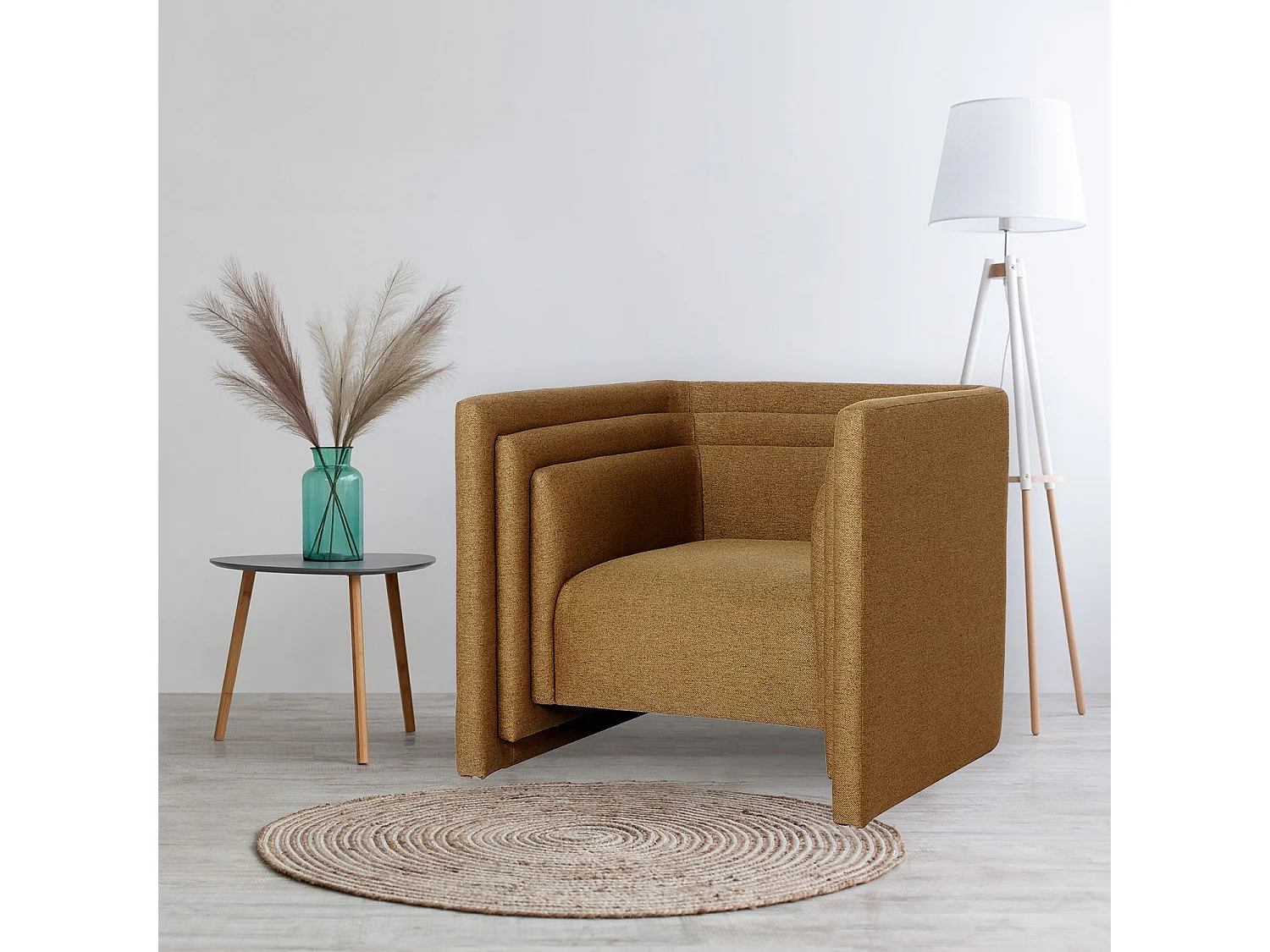 Fauteuil moderne style cubique Fredonia Tissu Marron