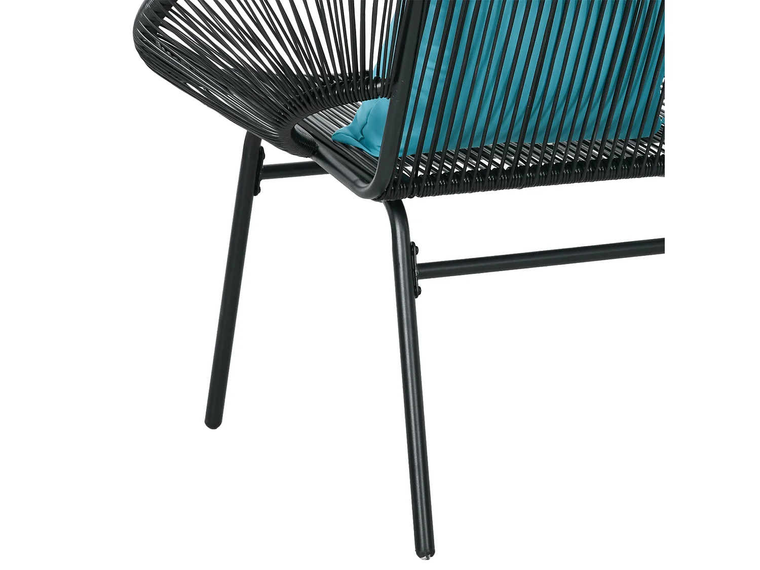 Banc de jardin 2 places design Acapulco 2 coussins métal résine filaire noir