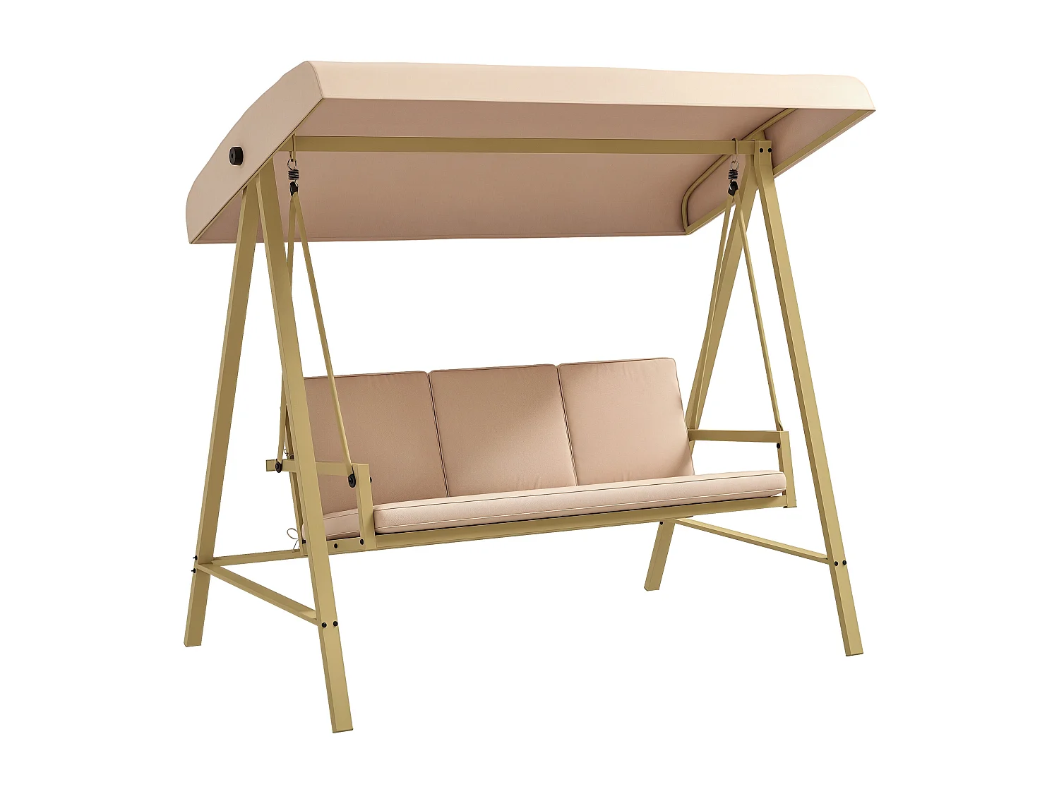 Balancelle de jardin 3 places toit inclinaison réglable épais coussins amovibles polyester acier époxy beige