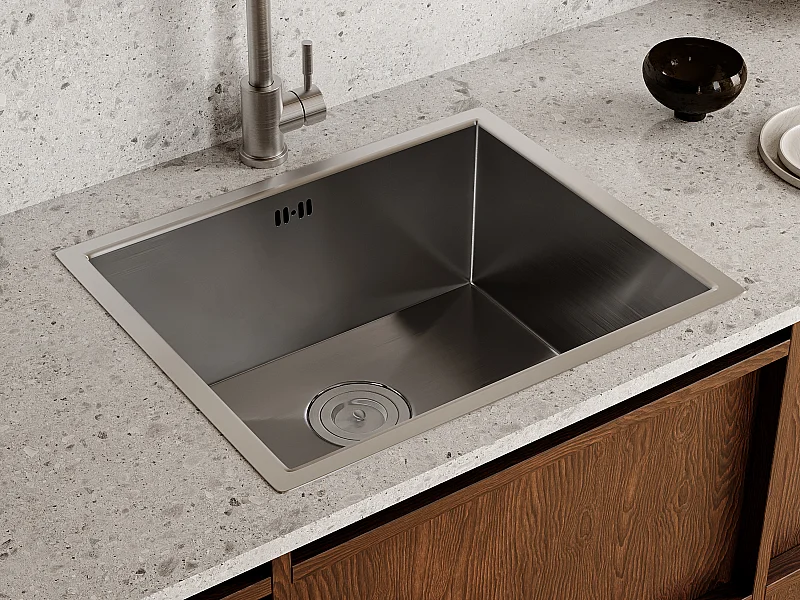 Fregadero de acero inoxidable - 55x45 cm - Gris - SOELA