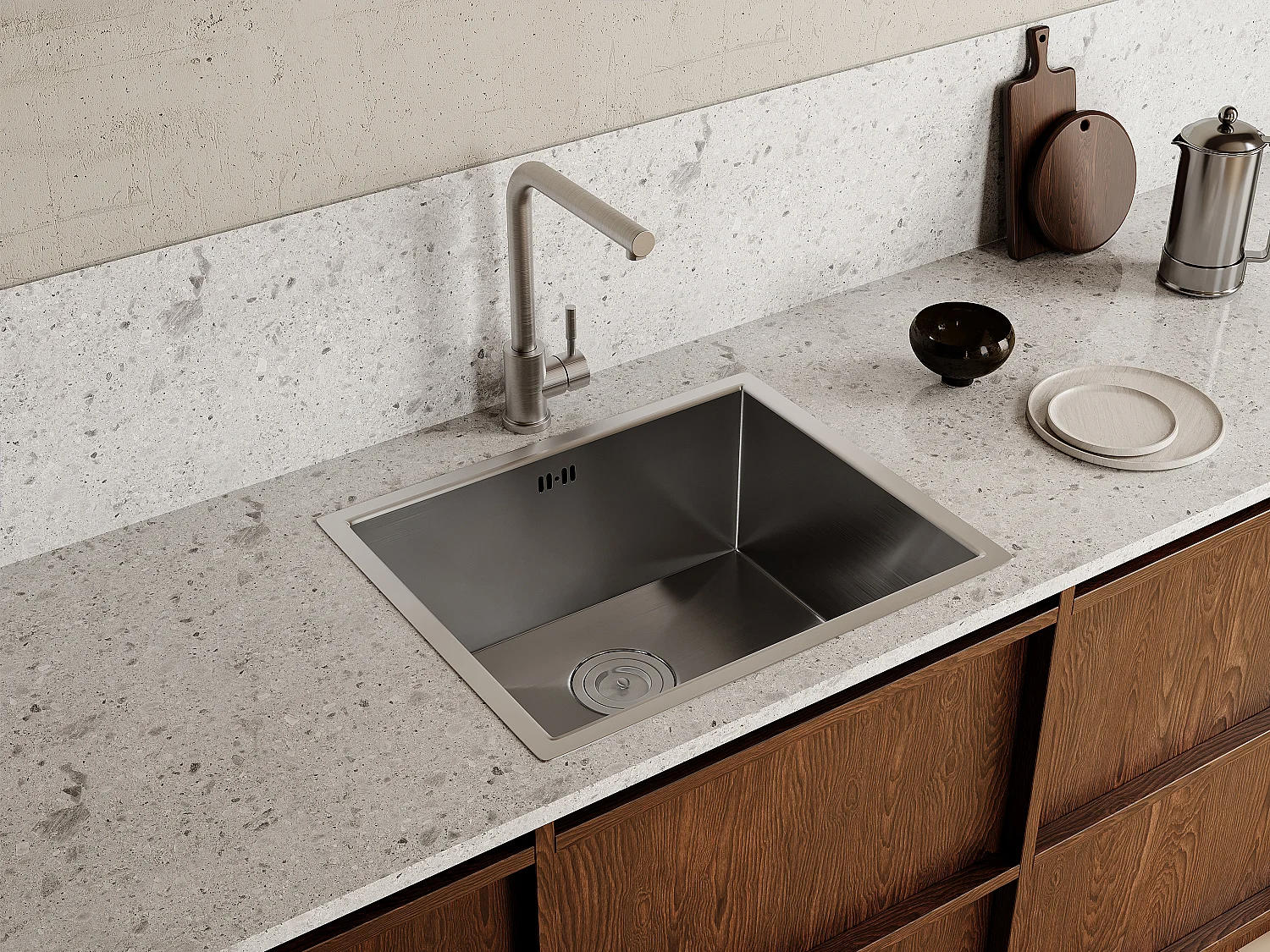 Evier en acier inoxydable - 55x45 cm - Gris - SOELA