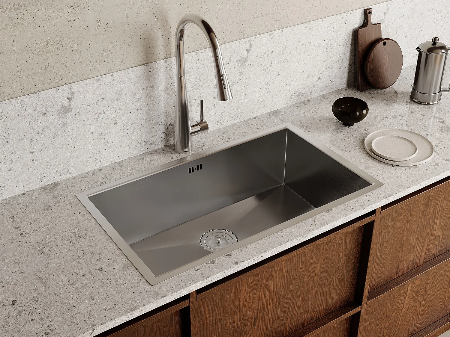 Evier en acier inoxydable - 76x45 cm - Gris - SOELA