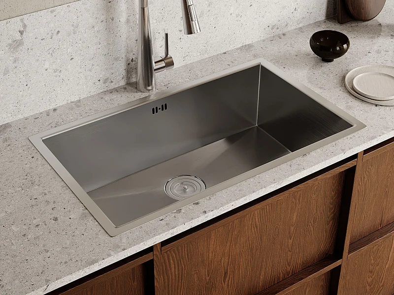 Fregadero de acero inoxidable - 76x45 cm - Gris - SOELA