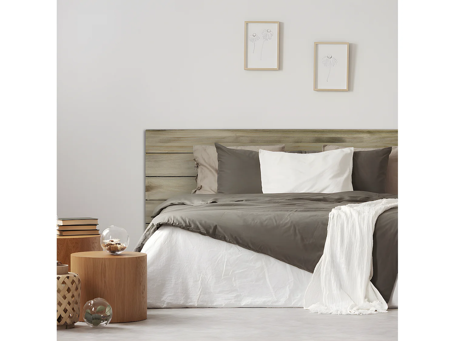 Tête de lit en bois massif de pin.  5 baguettes. 150X60x1,8cm.