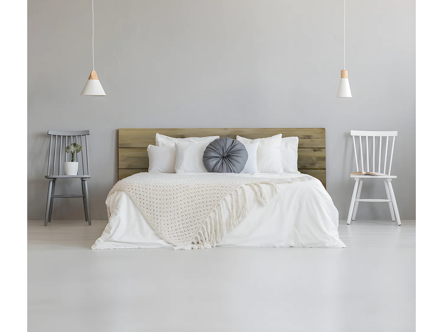 Tête de lit en bois massif de pin.  4 baguettes. 160X60x1,8cm.