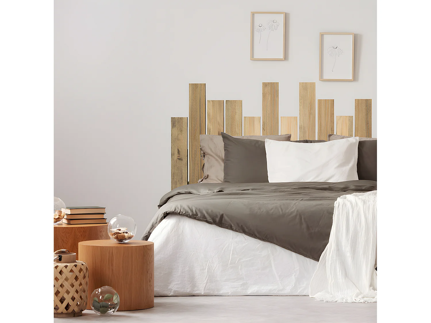 Tête de lit en bois massif de pin. Palisade. 161X60cm