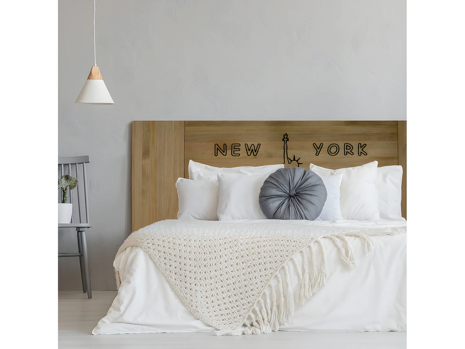 Tête de lit ECO. New York 2 3P. 150X60cm  Bois massif de pin.  Vieilli