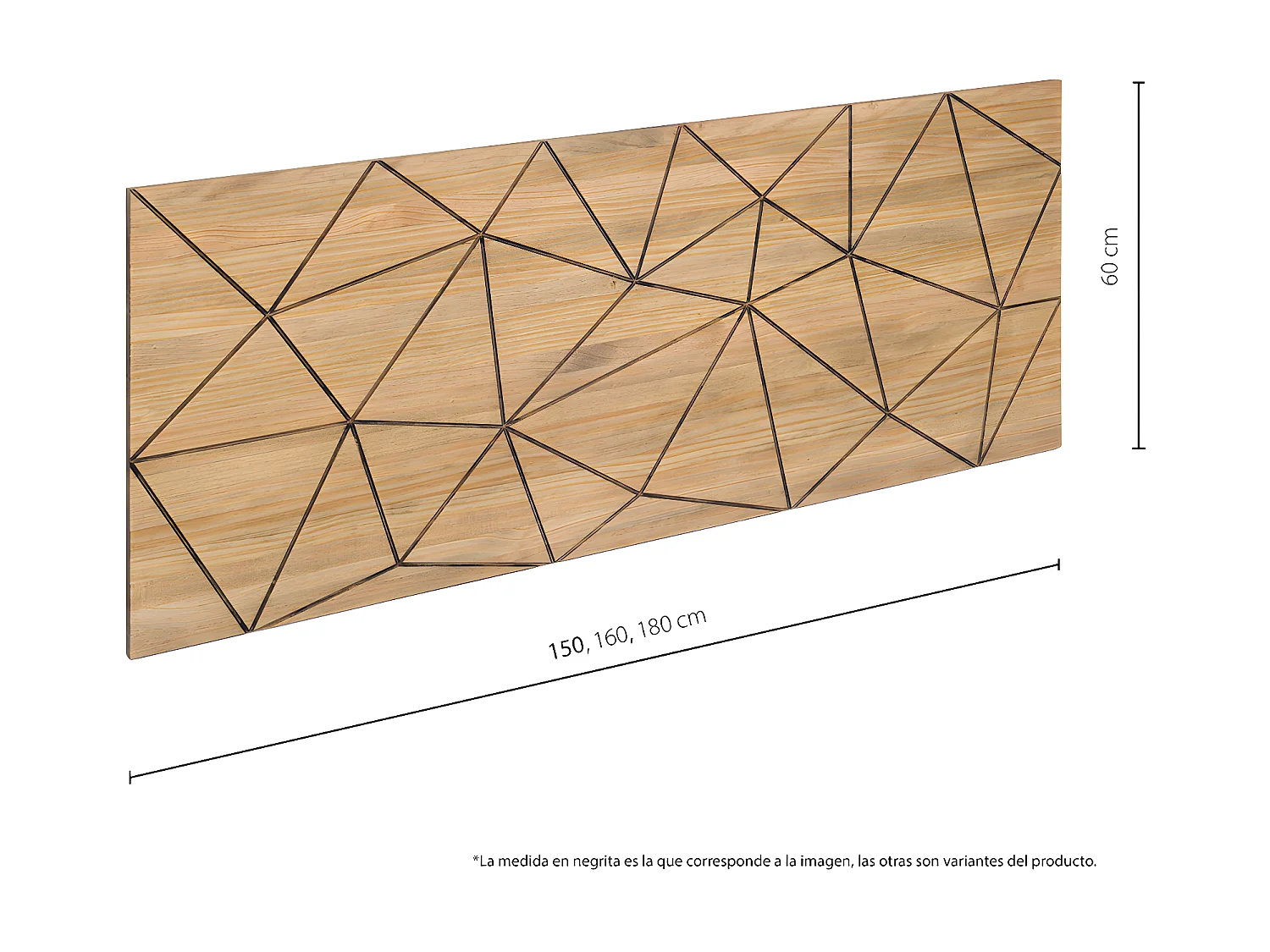 Cabecero Triángulos 150x60cm en madera maciza de pino acabado vintage estilo industrial Box Furniture
