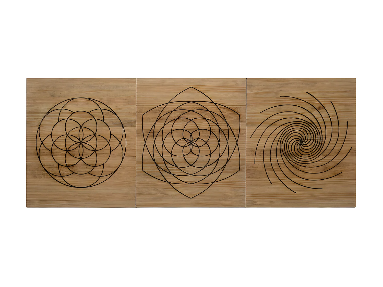 Tête de lit en bois massif de pin. Modèle Symétrie 150X60x1,8cm.