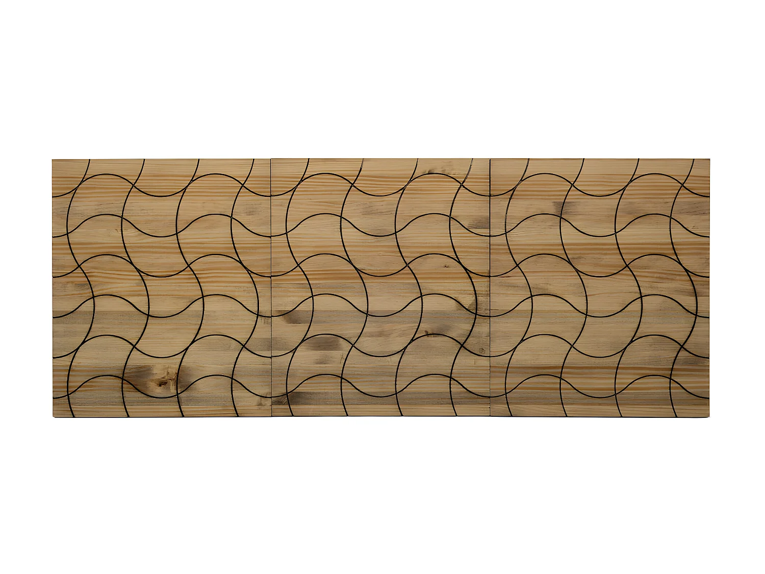 Tête de lit en bois massif de pin. Modèle Ondes 160X60x1,8cm.