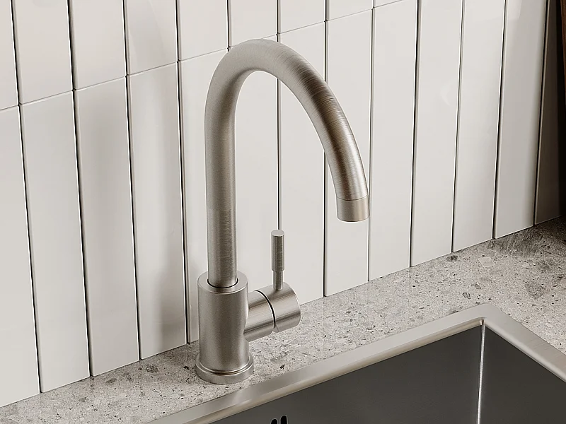 Robinet de cuisine en acier inoxydable - Gris - ROMILY