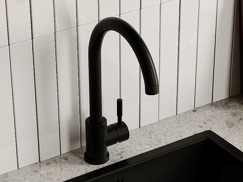 Robinet de cuisine en acier inoxydable - Noir mat - ROMILY
