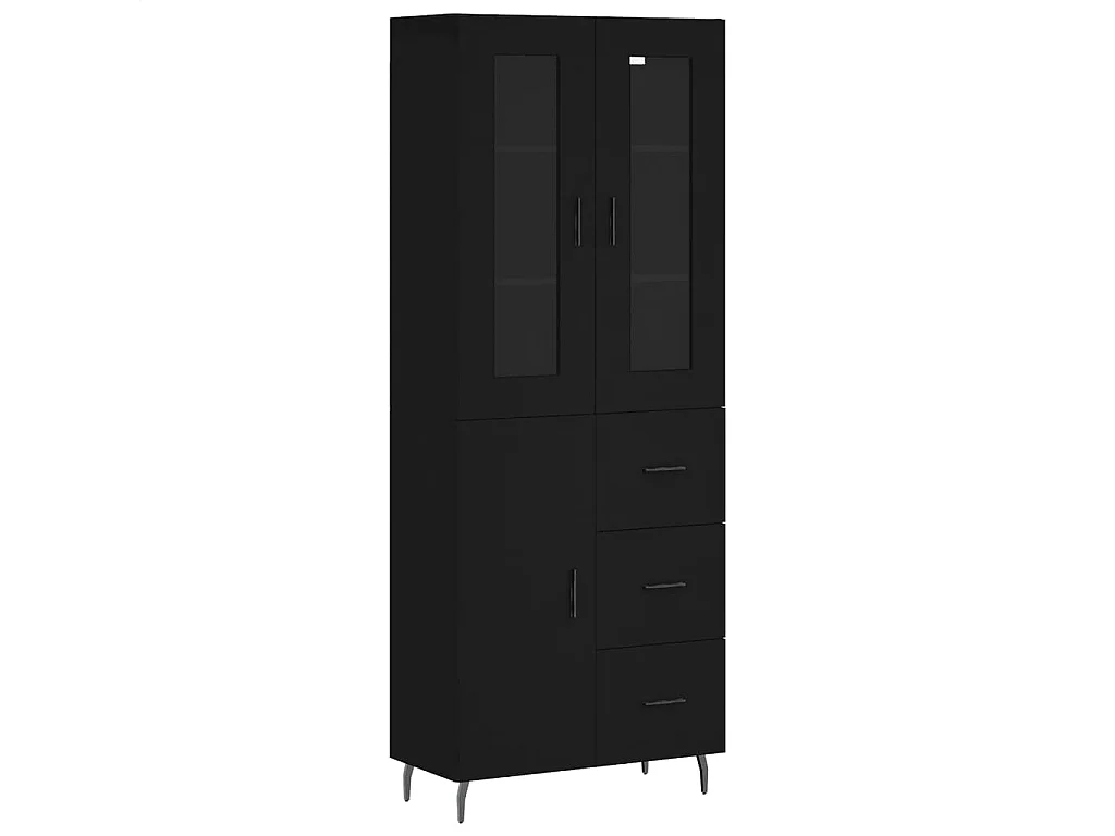 Buffet haut Noir 69,5x34x180 cm Bois d'ingénierie
