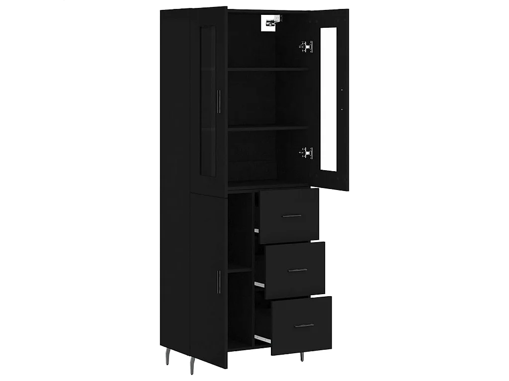 Buffet haut Noir 69,5x34x180 cm Bois d'ingénierie