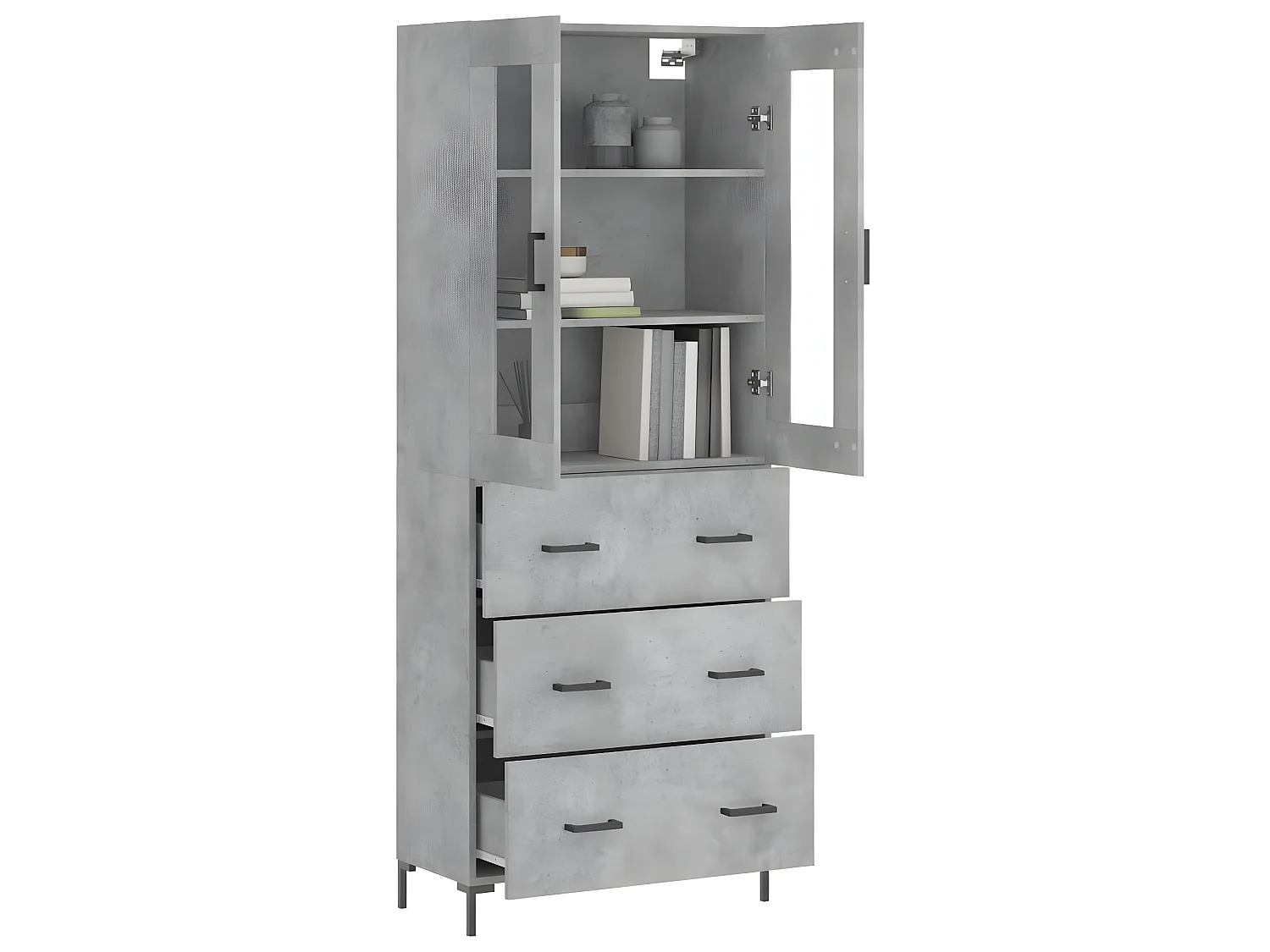 Credenza alta Grigio cemento 69,5x34x180 cm MDF