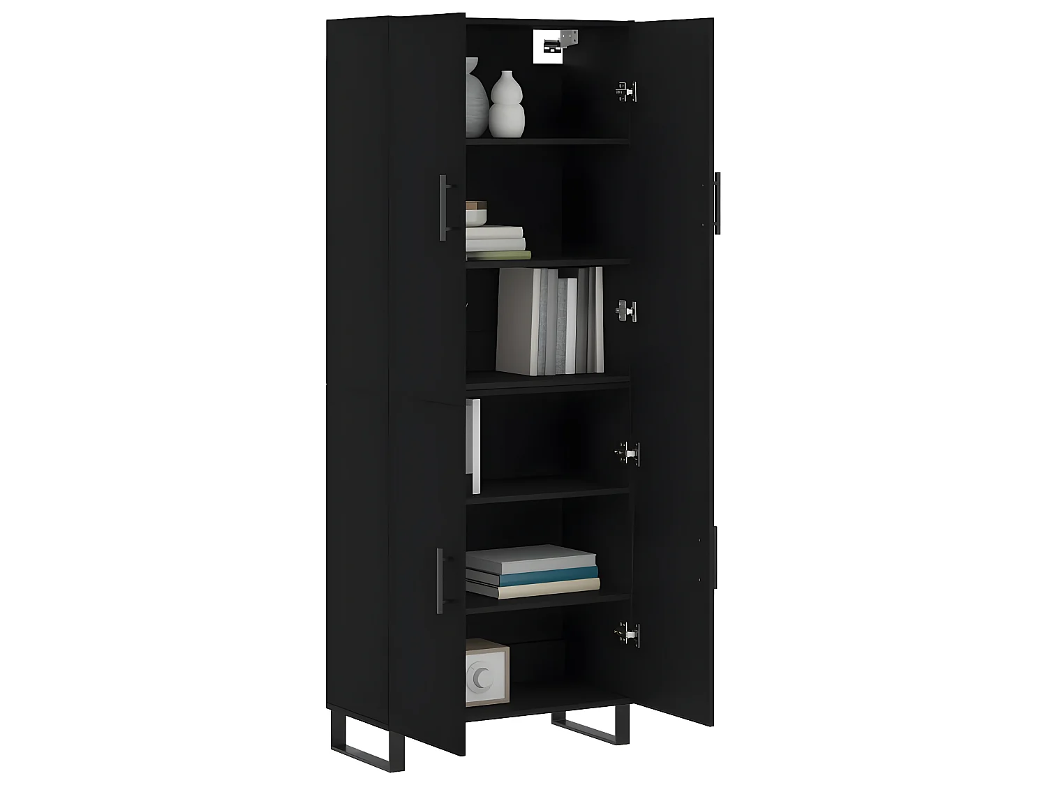 Hohes Sideboard Schwarz 69,5x34x180 cm Holzwerkstoff