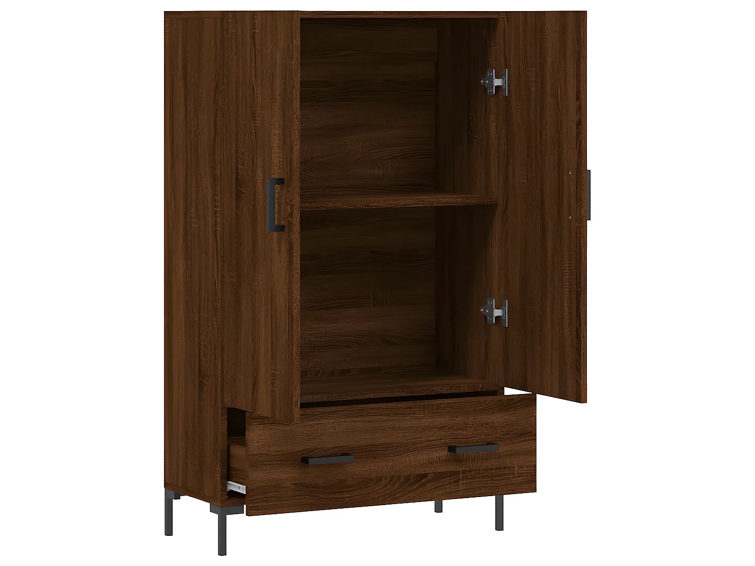 Aparador alto de carvalho castanho 69,5x31x115 cm madeira trabalhada