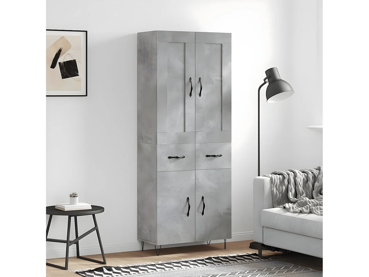 Credenza alta Grigio cemento 69,5x34x180 cm MDF