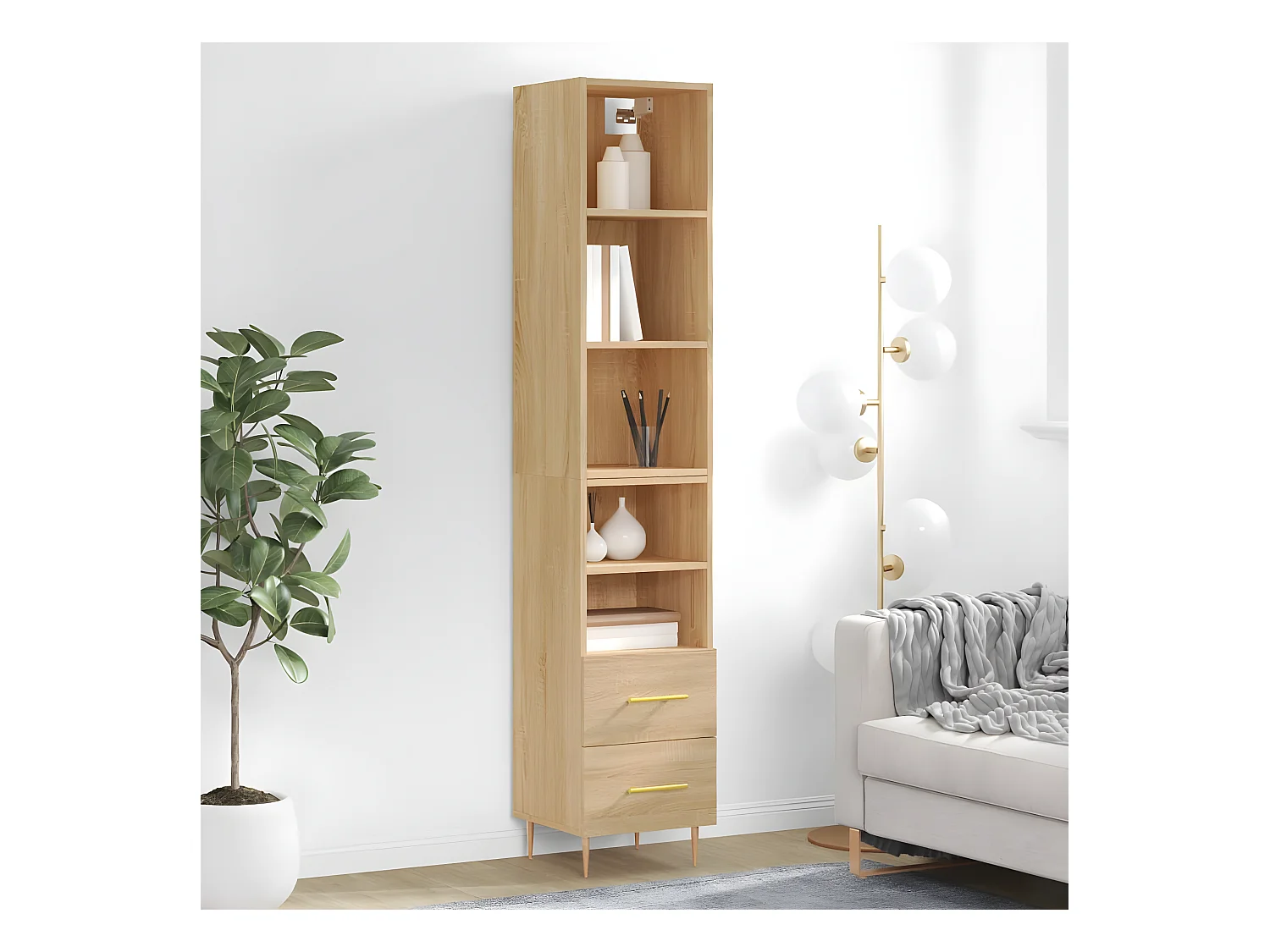 Hoog dressoir Sonoma eiken 34,5x34x180 cm Bewerkt hout