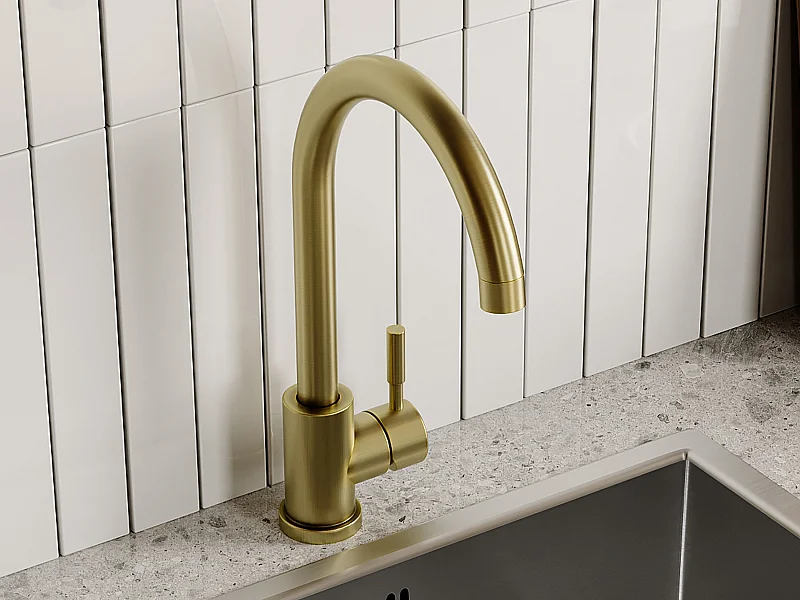 Robinet de cuisine en acier inoxydable - Doré - ROMILY