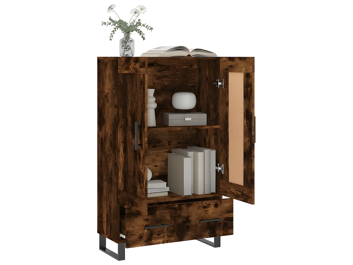 Credenza alta in rovere affumicato 69,5x31x115 cm in multistrato