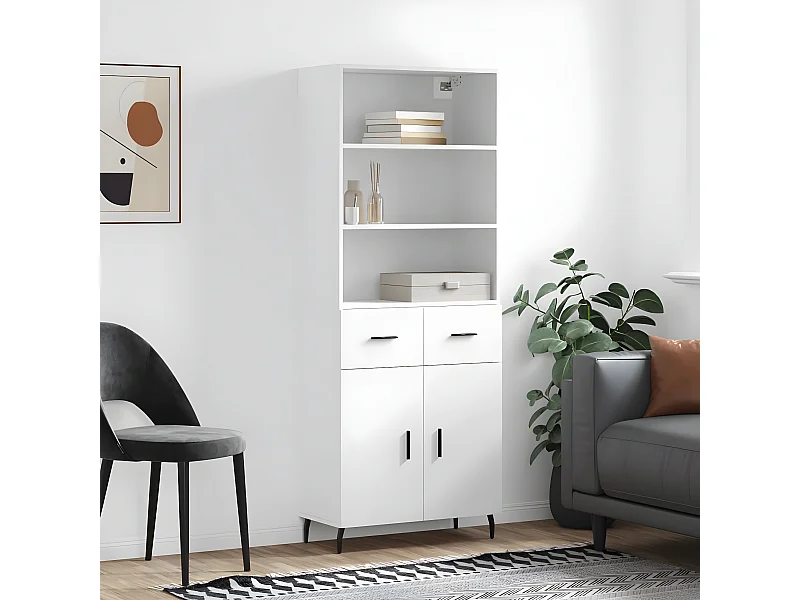 Credenza alta Bianca 69,5x34x180 cm MDF