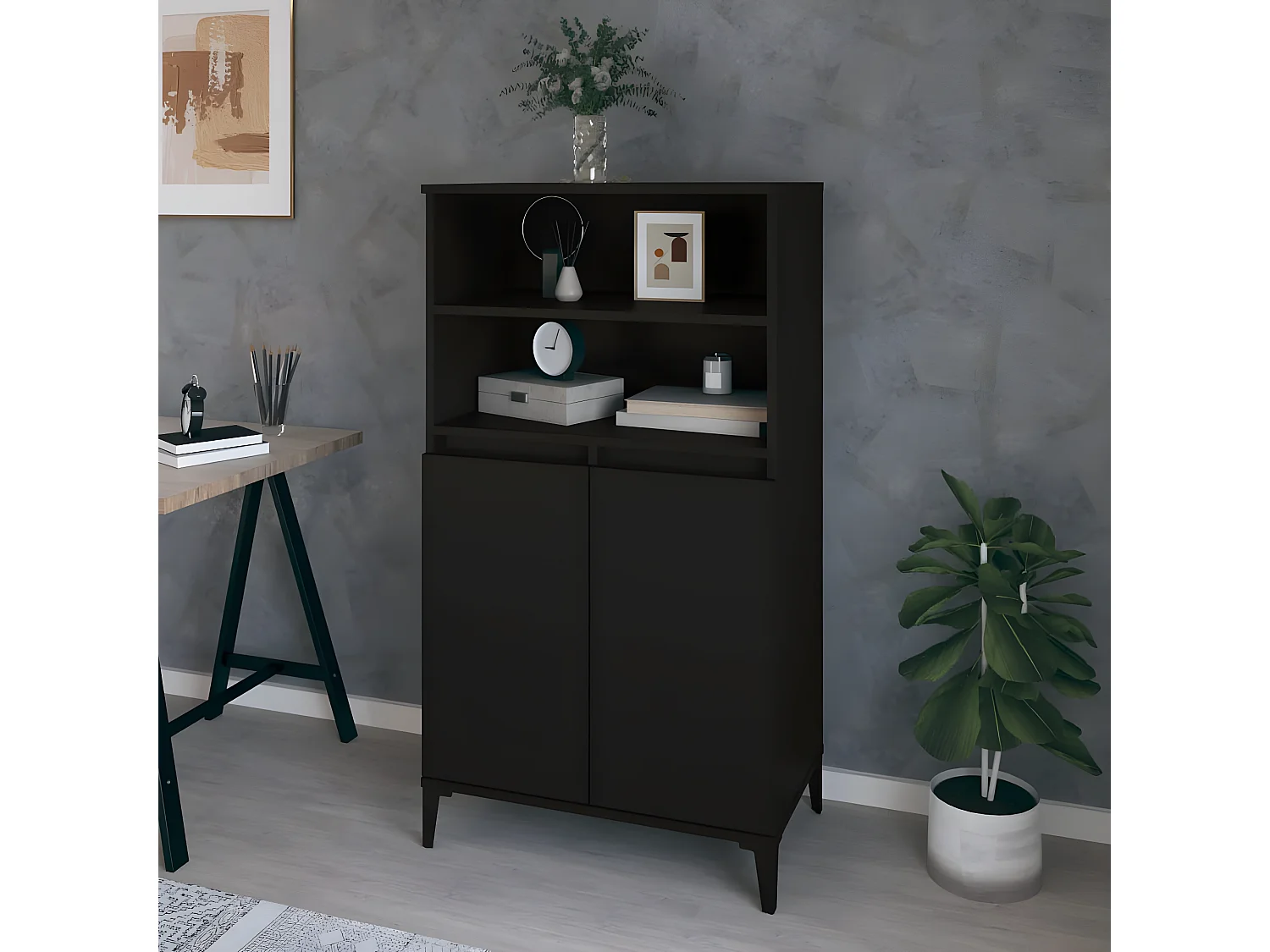 Buffet haut Noir 60x36x110 cm Bois d'ingénierie