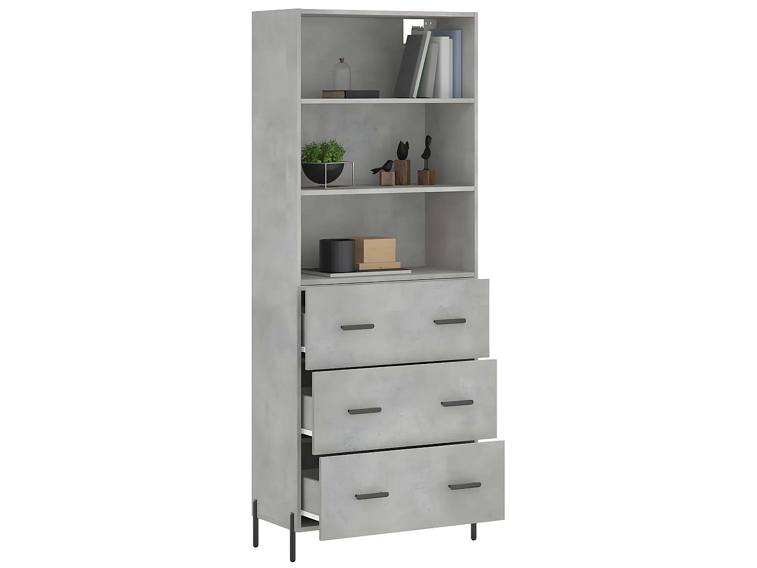 Credenza alta Grigio cemento 69,5x34x180 cm MDF