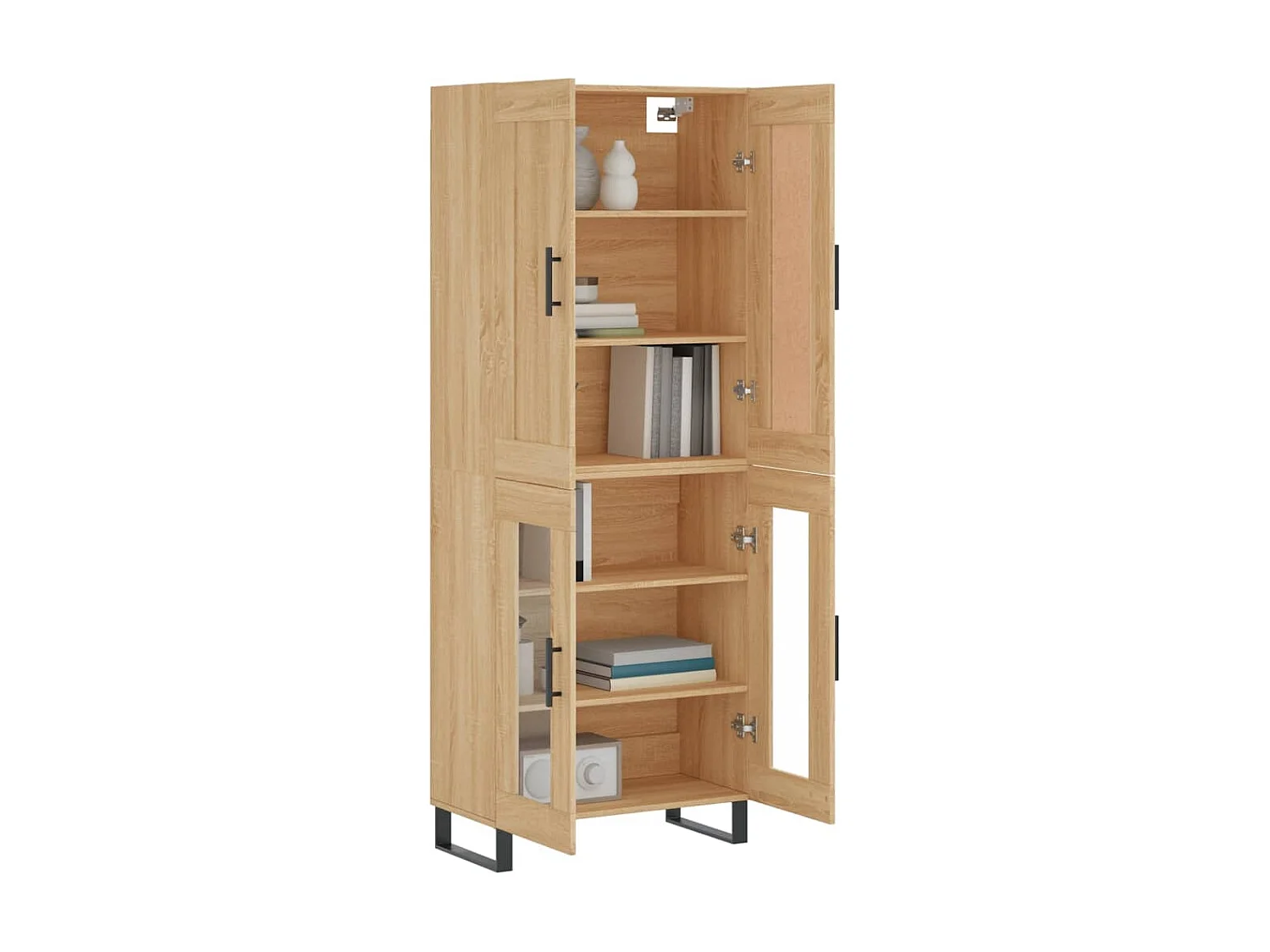 Aparador alto roble Sonoma 69,5x34x180 cm Madera contrachapada