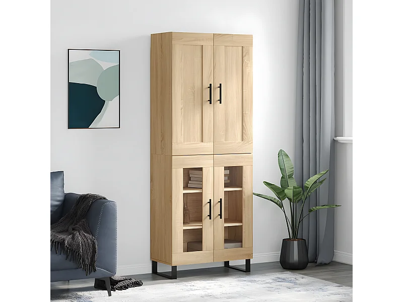 Aparador alto roble Sonoma 69,5x34x180 cm Madera contrachapada