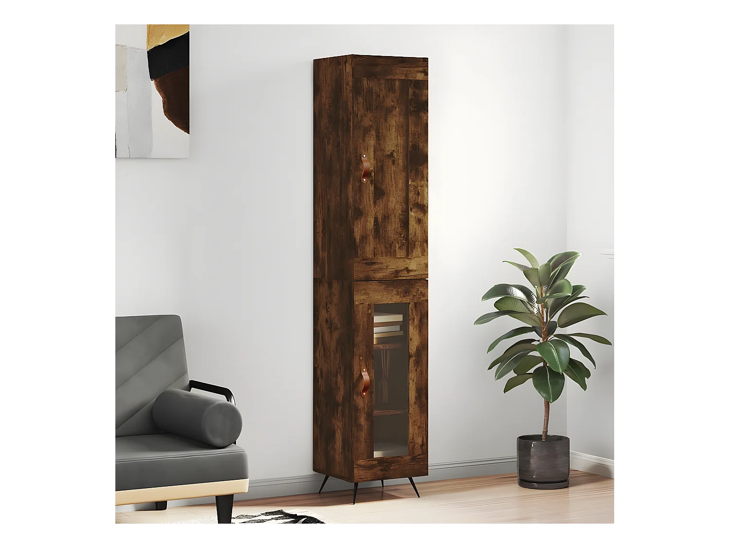Credenza alta Rovere affumicato 34,5x34x180 cm MDF