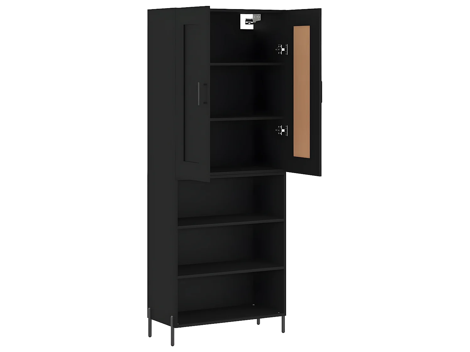 Aparador alto preto 69,5x34x180 cm Madeira trabalhada