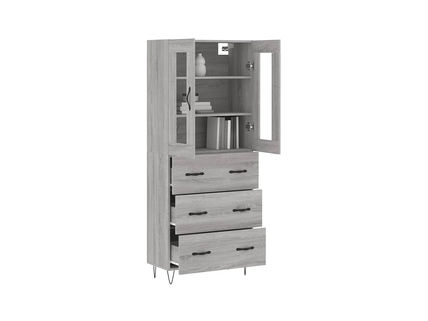 Sonoma hohes Sideboard grau 69,5x34x180 cm Holzwerkstoff