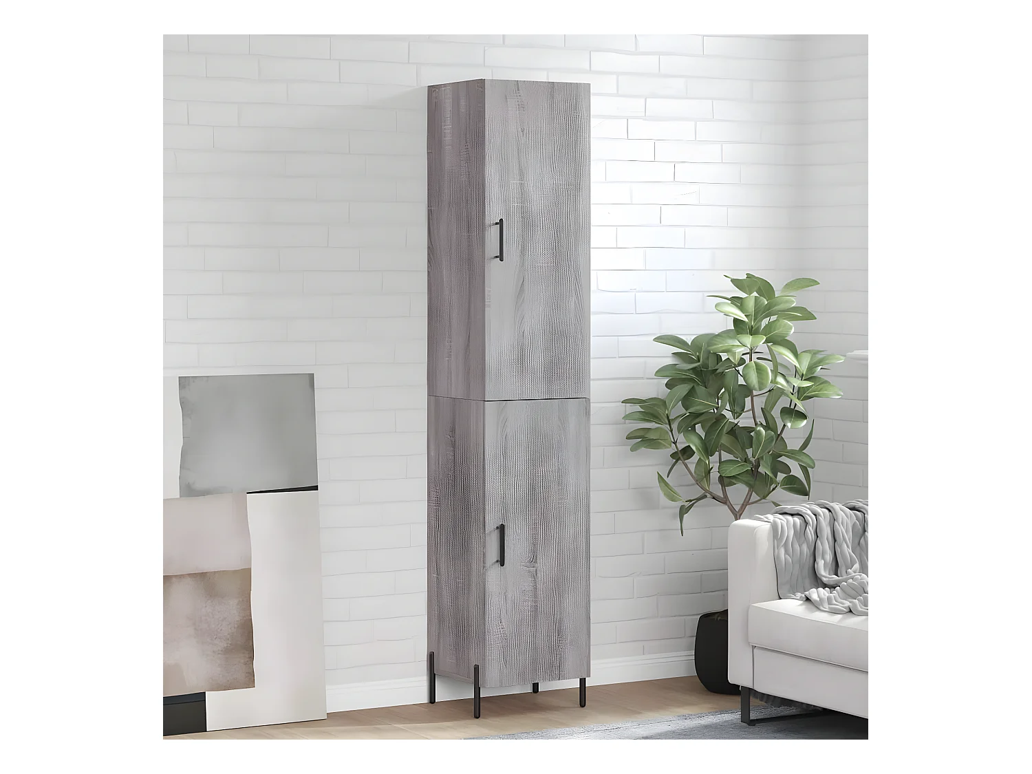 Credenza alta Sonoma grigia 34,5x34x180 cm MDF