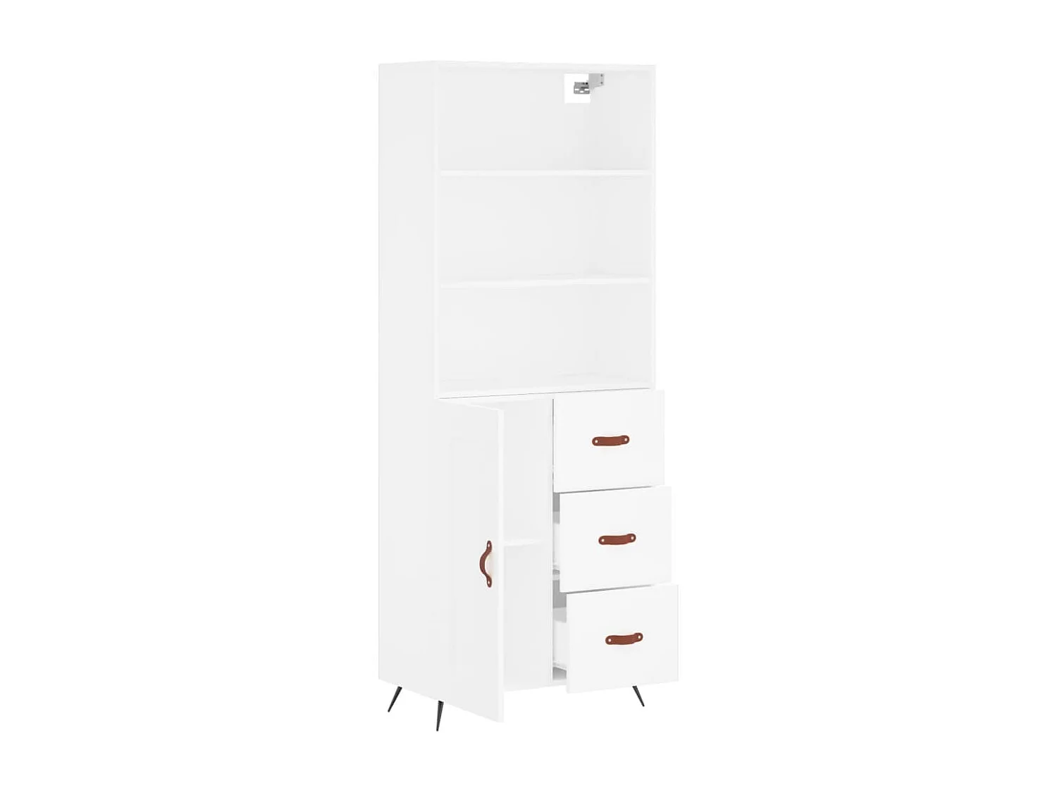 Buffet haut Blanc 69,5x34x180 cm Bois d'ingénierie