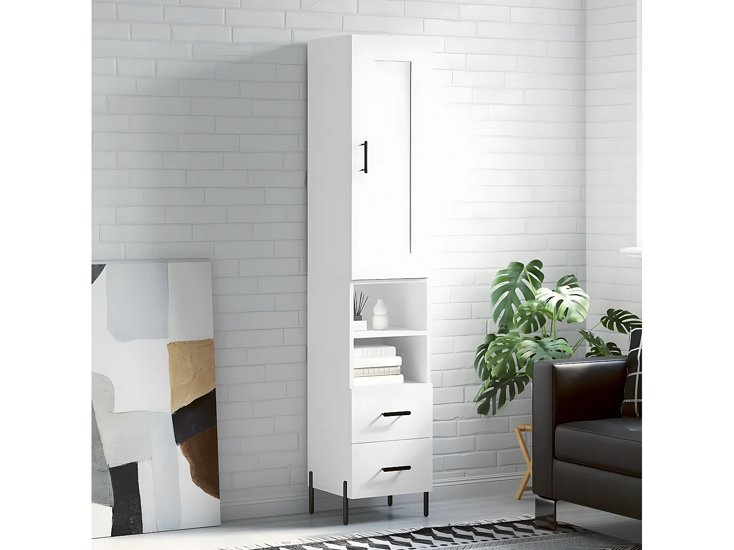 Aparador alto Blanco 34,5x34x180 cm Madera contrachapada