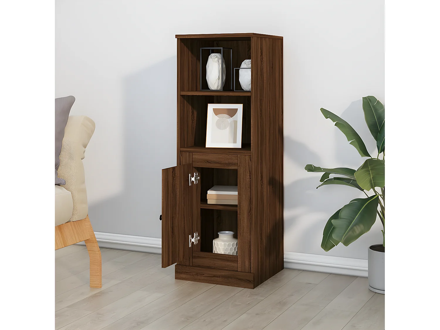 Credenza alta in rovere marrone 36x35,5x103,5 cm in multistrato