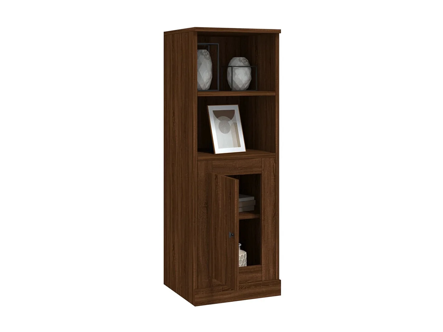 Hohes Sideboard aus brauner Eiche, 36 x 35,5 x 103,5 cm, Holzwerkstoff