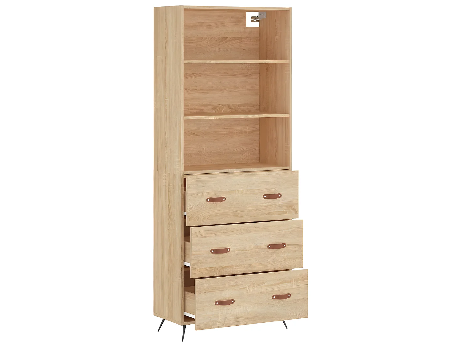 Aparador alto roble Sonoma 69,5x34x180 cm Madera contrachapada