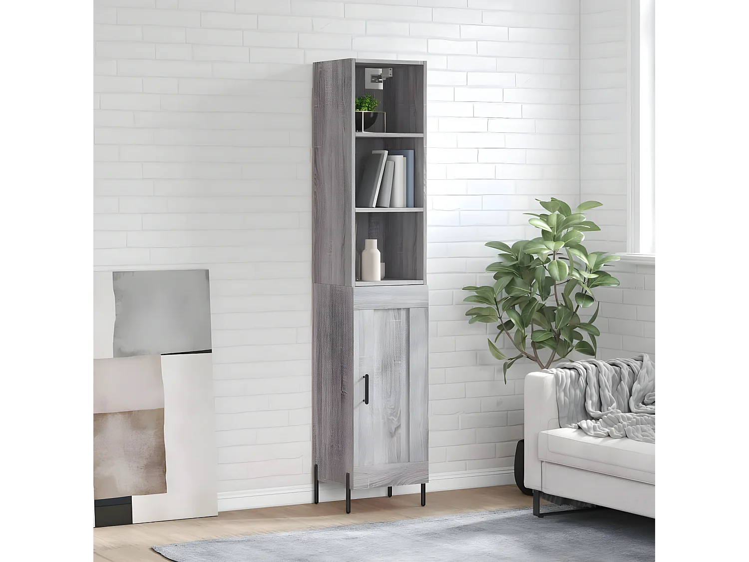 Buffet haut Sonoma gris 34,5x34x180 cm Bois d'ingénierie