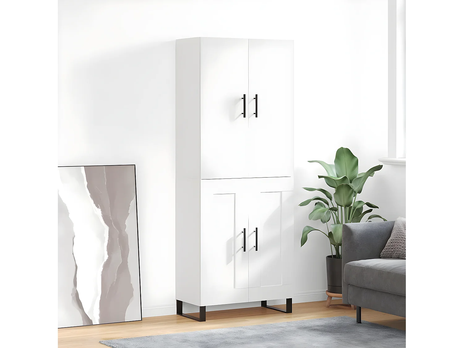 Buffet haut Blanc 69,5x34x180 cm Bois d'ingénierie